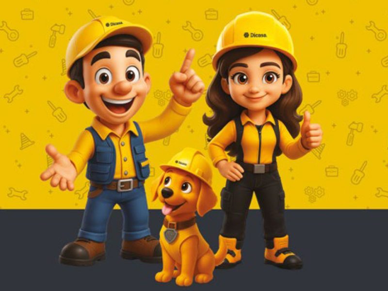 Personaje mascota de DICASA Centro Ferretero, símbolo de lealtad y cercanía