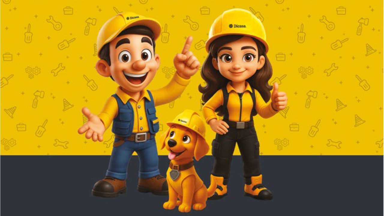 Personaje mascota de DICASA Centro Ferretero, símbolo de lealtad y cercanía